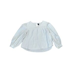 Lee Womens White Cream V Neck Ruffled Peasant Boho Long Sleeve Blouse XL